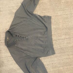 Dress Up Casual Gray/ Blue Button-Up Sweatshirt